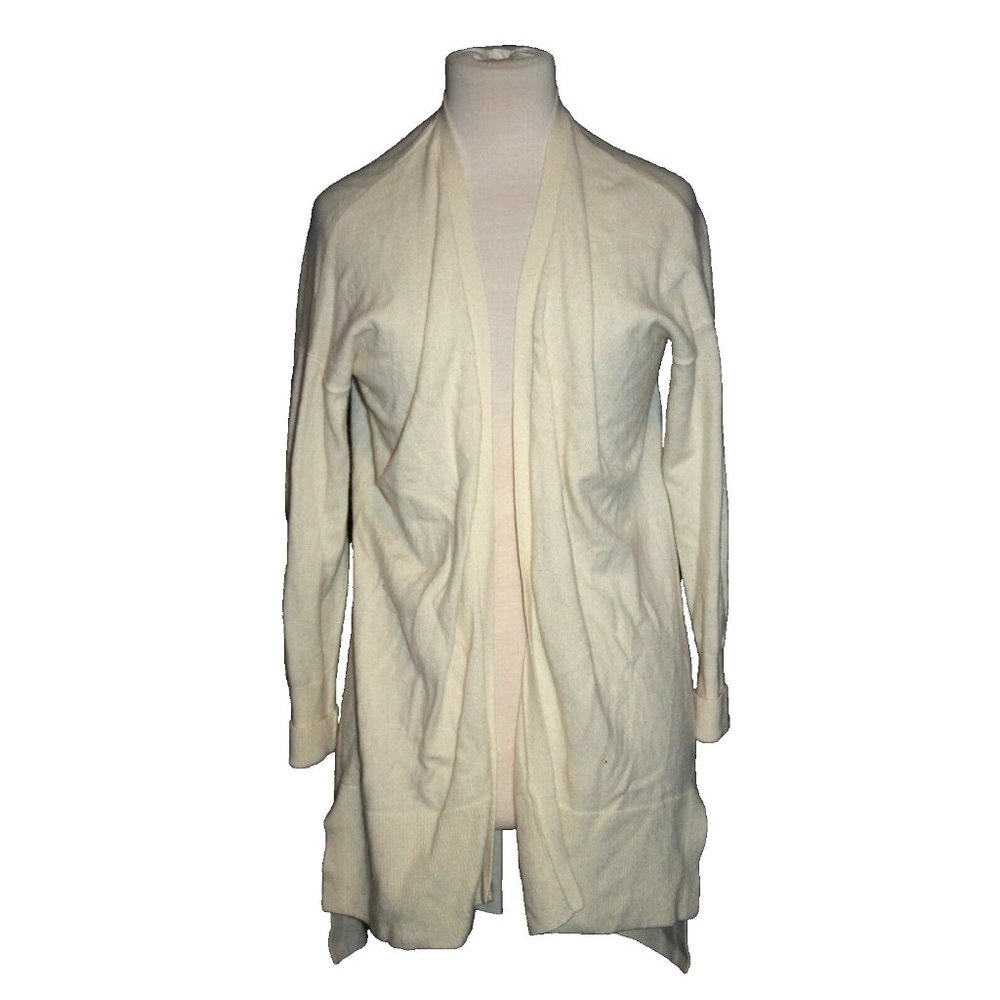 Athleta XS X-Small Wool & Cashmere Open Knit Cardigan Cream Long